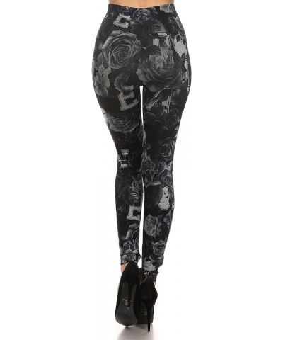 Women's Sublimation Legging Printed to Look Like Jeans "Love" Floral $11.19 Leggings