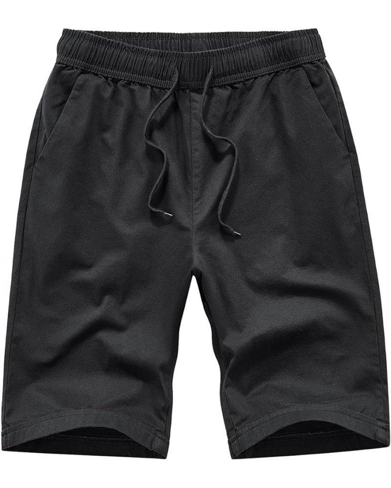 Womens Cotton Cargo Hiking Shorts Elastic Waist Drawstring Pockets Summer Casual Shorts Black $18.59 Shorts