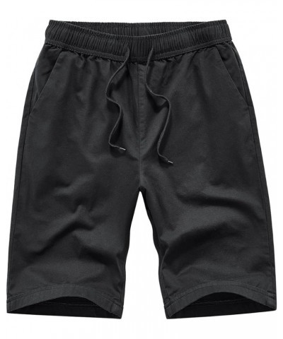 Womens Cotton Cargo Hiking Shorts Elastic Waist Drawstring Pockets Summer Casual Shorts Black $18.59 Shorts