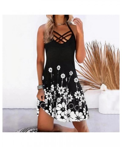 Womens Spring Dresses 2022 Casual Sleeveless Summer Sexy Sundresses A Line Spaghetti Strap Dresses Short Mini Dress White $4....