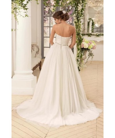 Wedding Dresses for Bride Plus Size Ball Gown Crystal Rhinestone Belt Lace Up Sweetheart Tulle Bride Dress 2023 Ivory $52.26 ...