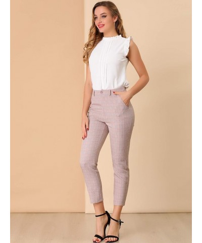 Women's High Waist Elastic Back Office Work Ankle Pants Pink $20.90 Pants