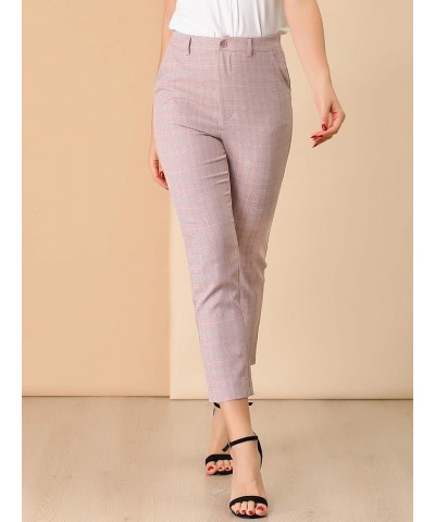 Women's High Waist Elastic Back Office Work Ankle Pants Pink $20.90 Pants