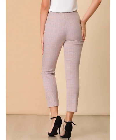 Women's High Waist Elastic Back Office Work Ankle Pants Pink $20.90 Pants