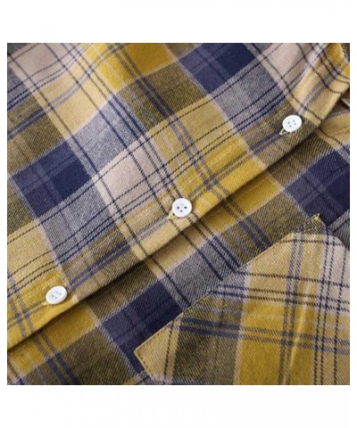 Button Top Mid-Long Lapel Plaid Cardigan Roll Up Long Sleeve Top for Women with Pocket Tunic Tops 6_yellow_33 $8.47 Sweaters