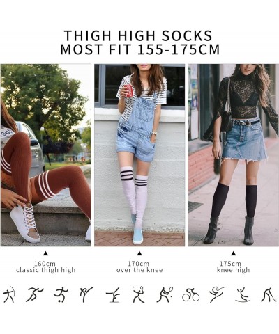 Womens Thigh High Socks, Over Knee Socks for Women, Striped Knit Long Tall Stockings, Cosplay Casual Socks… Coffee, White Str...