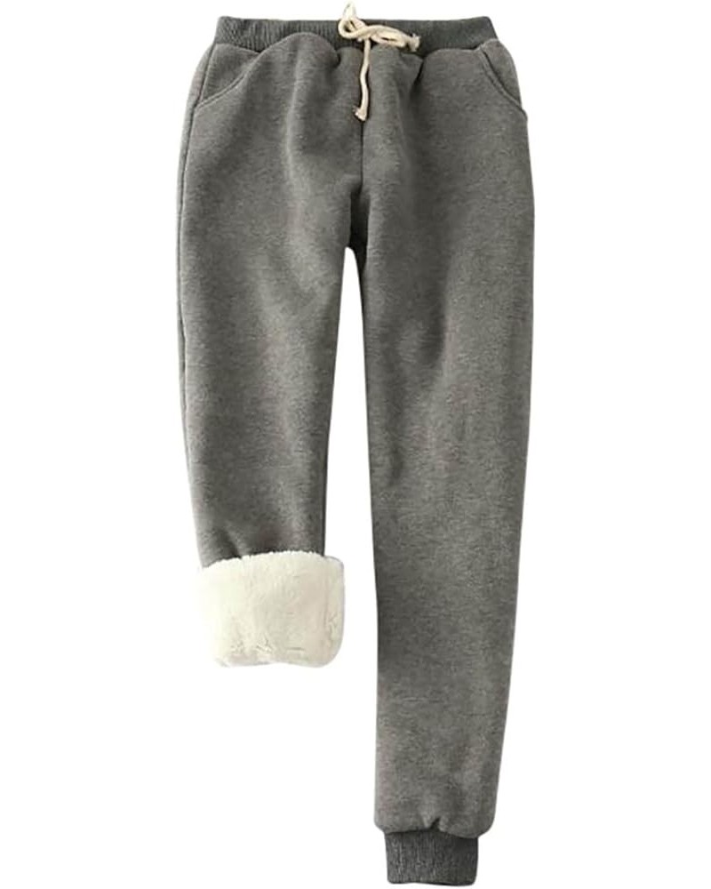 Womens Fleece Lined Sweatpants Winter Sherpa Warm Jogger Drawstring Pants Casual Thermal Sweatpants A Dark Gray $6.28 Activewear