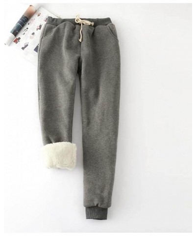 Womens Fleece Lined Sweatpants Winter Sherpa Warm Jogger Drawstring Pants Casual Thermal Sweatpants A Dark Gray $6.28 Activewear