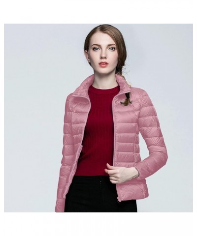 Lightweight Packable Hooded Puffer Jacket Womens Quilted Winter Down Coat Full-Zip Ski Jacket Coat Trech Coat Pea Coats D - P...