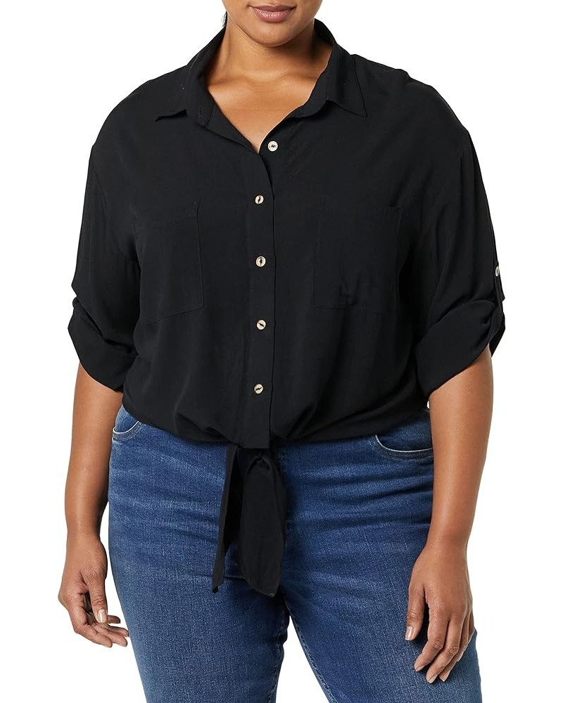 Women's City Chic Plus Size Top Tropical Tie Black $9.74 Blouses