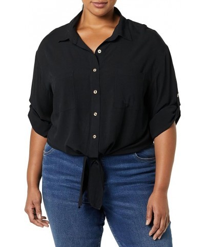 Women's City Chic Plus Size Top Tropical Tie Black $9.74 Blouses