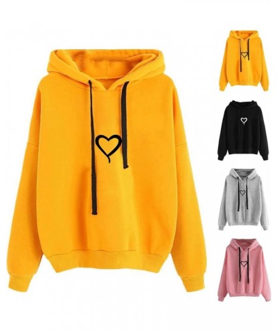 Heart Graphic Hoodies for Women Valentine's Day Sweatshirts Long Sleeve Tops Drawstring Pullover With Pocket 04gray $6.90 Act...