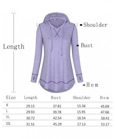 Womens Long Sleeve Workout Yoga Gym Shirts Fall Winter Athletic Hoodies with Thumb holes Blue $22.03 Activewear