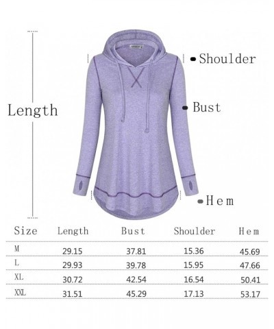 Womens Long Sleeve Workout Yoga Gym Shirts Fall Winter Athletic Hoodies with Thumb holes Blue $22.03 Activewear