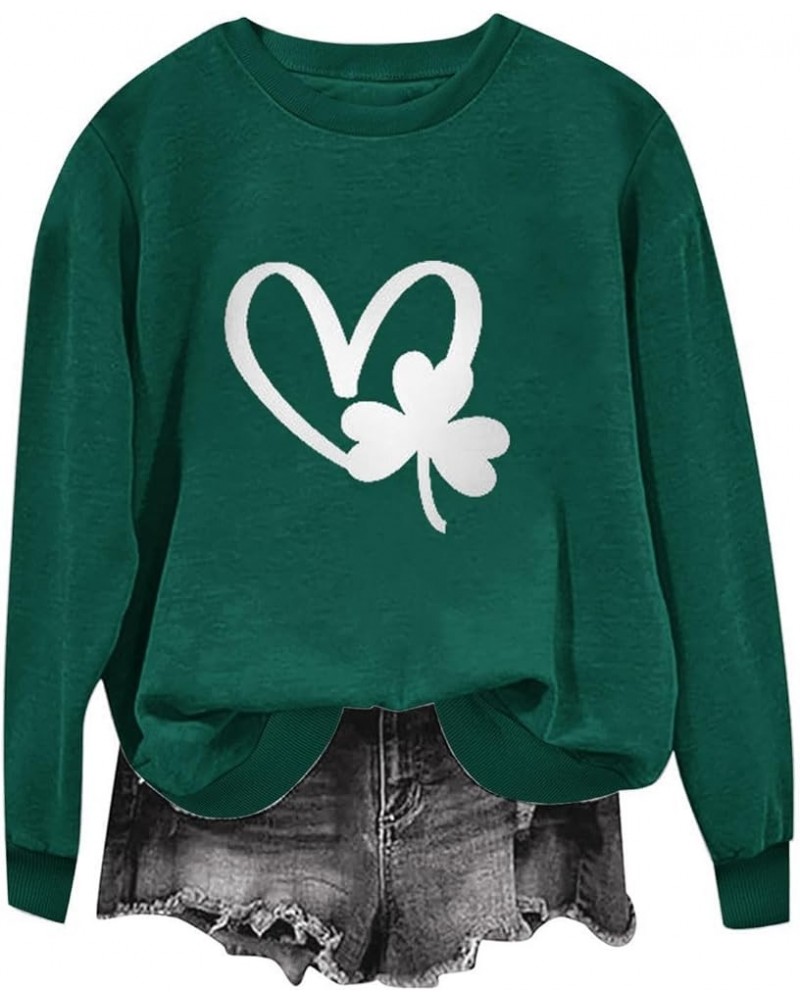 Women St Patrick's Day Shirt Shenanigan Coordinator Tee Shirt Shamrock Casual Long Sleeve Tecaher Sweatshirt Tops D Dark Gree...