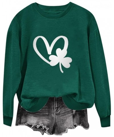 Women St Patrick's Day Shirt Shenanigan Coordinator Tee Shirt Shamrock Casual Long Sleeve Tecaher Sweatshirt Tops D Dark Gree...