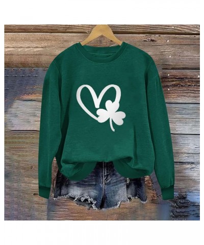 Women St Patrick's Day Shirt Shenanigan Coordinator Tee Shirt Shamrock Casual Long Sleeve Tecaher Sweatshirt Tops D Dark Gree...