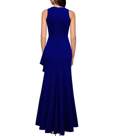 Women's Scoop Neck Sleeveless Split Bodycon Mermaid Evening Cocktail Long Dress Royal Blue $27.47 Dresses