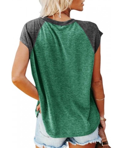 Women's Short Sleeve Crewneck Tops Solid Color Loose T Shirts Tee with Pocket 1-green $11.39 T-Shirts