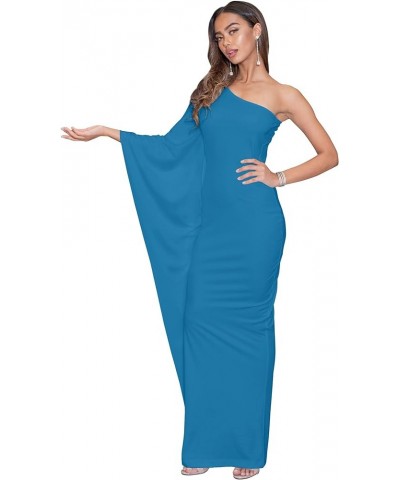 Womens Long Sexy One Shoulder Evening Cocktail Semi Formal Maxi Dress Blue $17.98 Dresses