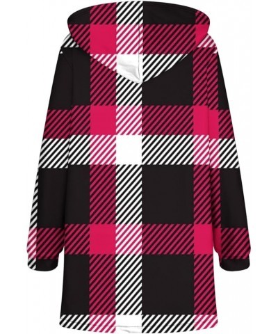 Women's Sherpa Fleece Outerwear Plaid Print Fashion Jackets Thickened Warm Hooded Winter Coats Oversized Soft Overcoat Winter...