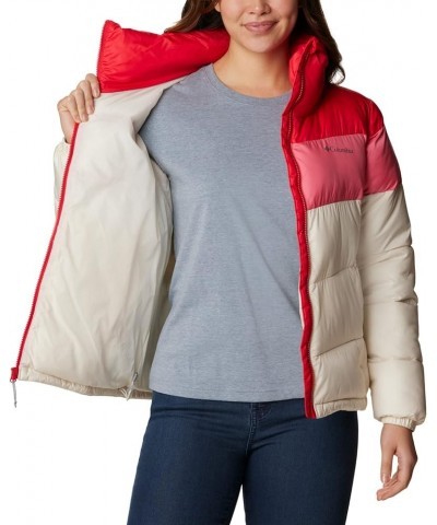 Women's Puffect Color Blocked Jacket Chalk/Camellia Rose/Red Lily $40.67 Jackets