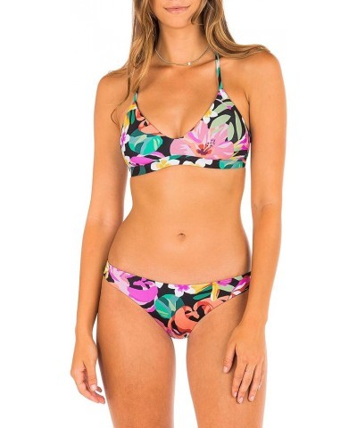 Women's Standard Adjustable Bikini Top Floral Pop Black Multi $16.27 Swimsuits