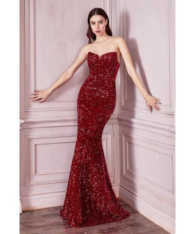 Women's Sequin Mermaid Prom Dresses Long Strapless Sweetheart Fitted Formal Evening Party Gowns Orange $34.44 Dresses