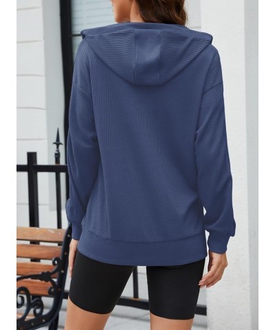 Womens Hoodies Oversized Waffle Knit Shacket Boyfriend Shirt Jacket Loose Fit Long Sleeve Tops Gray Blue $16.72 Hoodies & Swe...