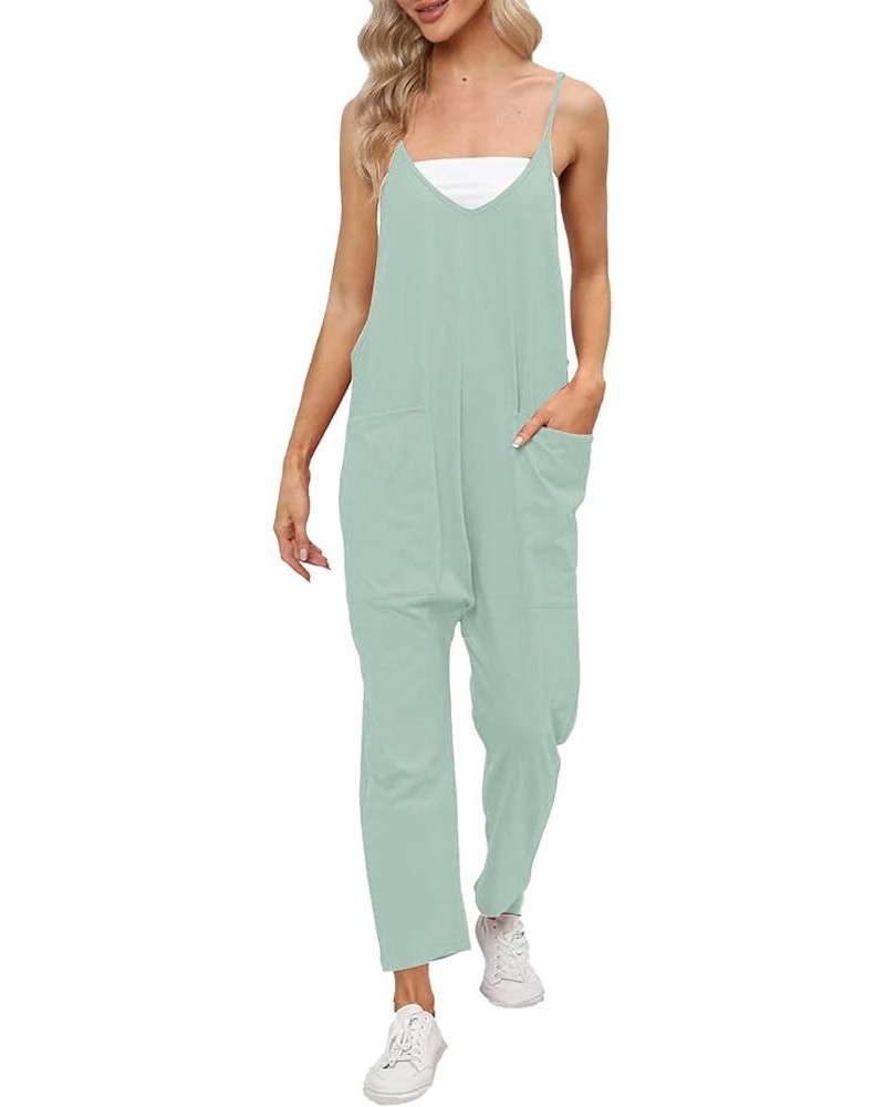 Womens Overalls Black Women's Loose Baggy Wide Leg Cotton Linen Overalls Jumpsuit Harem Pants with Pockets Z1-green $3.59 Ove...