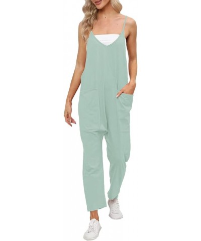 Womens Overalls Black Women's Loose Baggy Wide Leg Cotton Linen Overalls Jumpsuit Harem Pants with Pockets Z1-green $3.59 Ove...