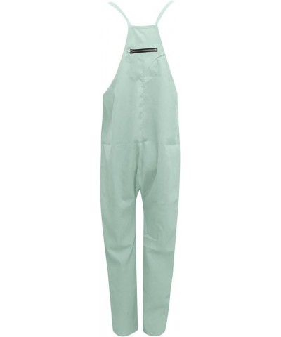 Womens Overalls Black Women's Loose Baggy Wide Leg Cotton Linen Overalls Jumpsuit Harem Pants with Pockets Z1-green $3.59 Ove...