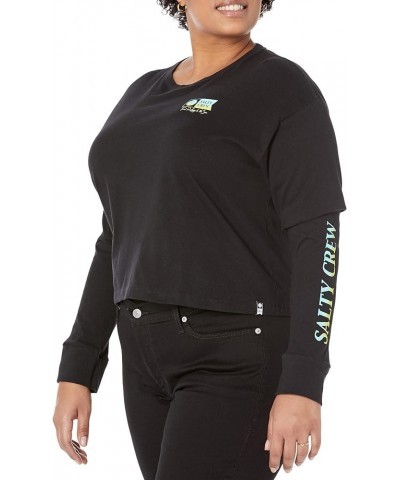 Alpha Gradient Long Sleeve Crop Tee Black $19.80 T-Shirts