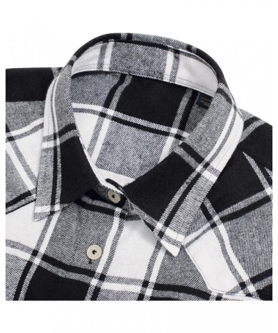 Womens Flannel Plaid Shirt Long Sleeve Roll Up Button Down Casual Shirts Plaid-black & White $16.23 Blouses