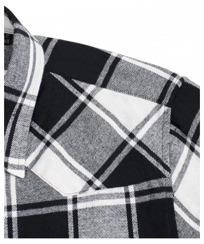 Womens Flannel Plaid Shirt Long Sleeve Roll Up Button Down Casual Shirts Plaid-black & White $16.23 Blouses