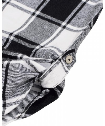 Womens Flannel Plaid Shirt Long Sleeve Roll Up Button Down Casual Shirts Plaid-black & White $16.23 Blouses