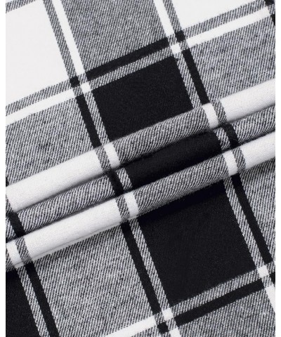 Womens Flannel Plaid Shirt Long Sleeve Roll Up Button Down Casual Shirts Plaid-black & White $16.23 Blouses