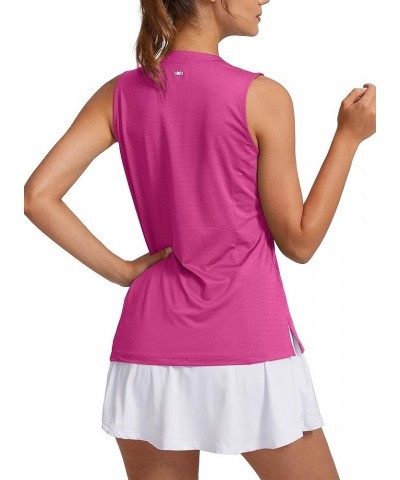 Women's Sleeveless Golf Shirt V-Neck Lightweight Quick Dry Tennis Tank Tops Polo Shirts for Women Sizzling Pink $14.10 Shirts