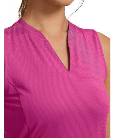 Women's Sleeveless Golf Shirt V-Neck Lightweight Quick Dry Tennis Tank Tops Polo Shirts for Women Sizzling Pink $14.10 Shirts