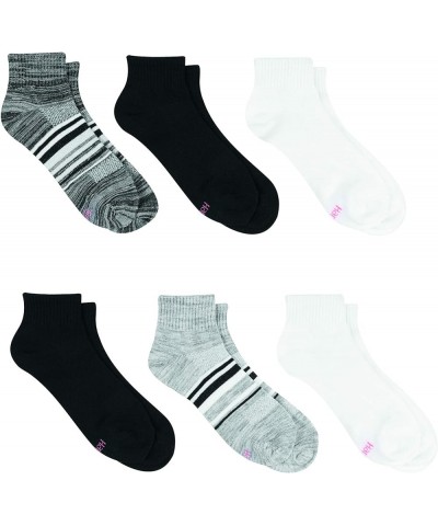 Women's 6-Pair Lightweight Breathable Ventilation Ankle Socks Black/Grey $8.00 Activewear