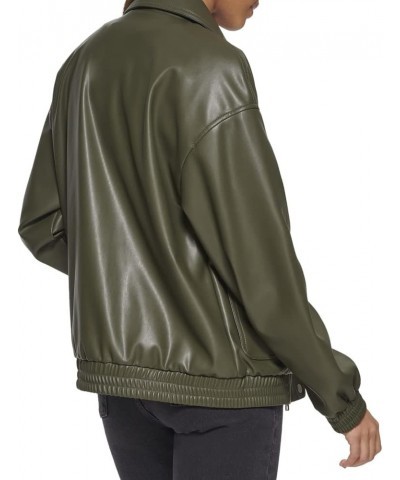 Women's Faux Leather Lightweight Dad Bomber Jacket Forest $43.89 Coats