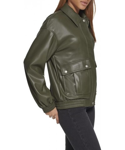 Women's Faux Leather Lightweight Dad Bomber Jacket Forest $43.89 Coats