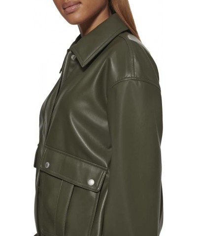 Women's Faux Leather Lightweight Dad Bomber Jacket Forest $43.89 Coats