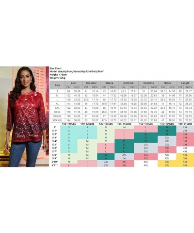 Valentines Tops for Women Spring Tops 2024 3/4 Length Sleeve Womens Tops Cute Graphic Tees Plus Size Basic Pullover E1-waterm...