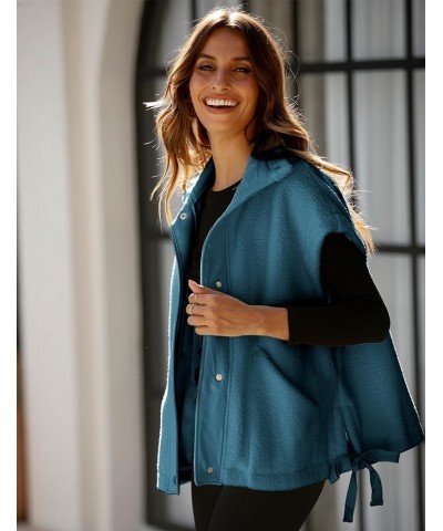 Fleece Vest Women Oversized Sleeveless Sherpa Jacket Button Down Vest Outwear with Pockets Blue $19.13 Vests