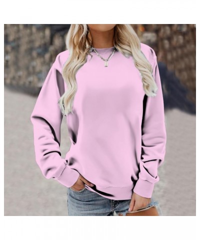 Womens Pullover Shirts Crewneck Oversized Casual Thin Sweatshirts Long Sleeve Solid Color 2023 Fall Clothes Tops Pink 9 $8.25...