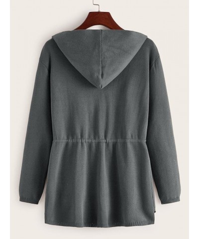 Women's Long Sleeve Cardigan Double Pockets Drawstring Waist Hooded Cardigan Fall Knit Sweater Outwear X-Large Dark Grey $30....