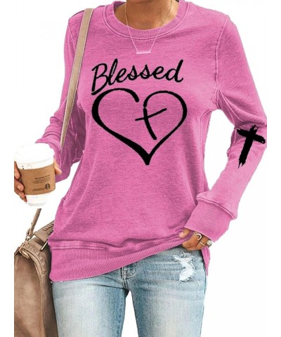 Womens Jesus Cross Letter Print Sweatshirt Long Sleeve Jesus Blouse Pullover Tops Faith Shirt for Women C Pink $15.19 Hoodies...