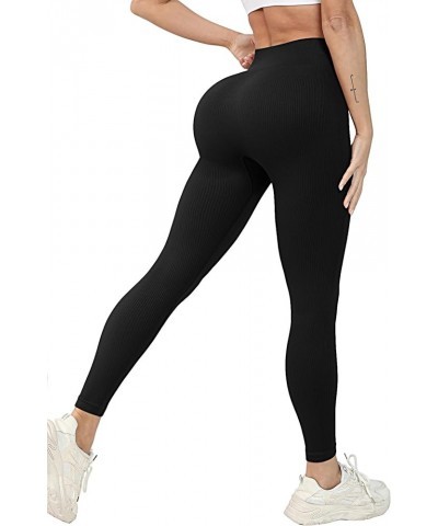 3 Piece Ribbed Seamless Leggings for Women High Waist Workout Gym Athletic Yoga Pants Black/Grey/Beige $19.00 Activewear