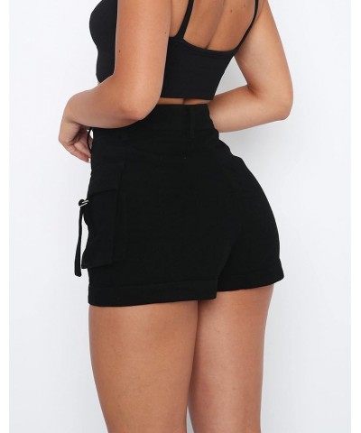 Womens Casual High Waist Cargo Shorts with Pockets Summer Short Hot Pants Black $13.52 Shorts